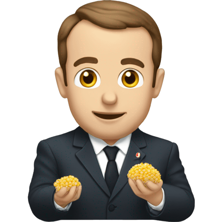 Macron qui mange du riz emoji