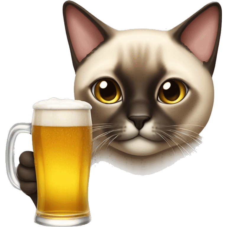 Plump Siamese cat drinking beer  emoji