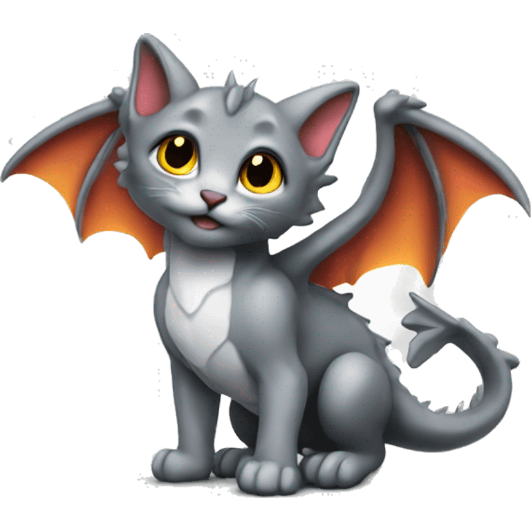 dragon wings on grey kitten emoji