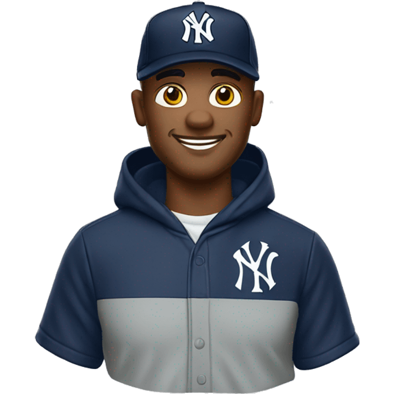 Man on his mid 50s wear a cap of New York Yankees emoji