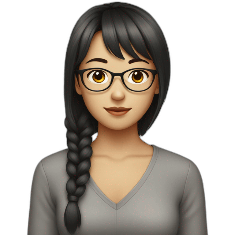 wearing glasses,bangs,Chinese girl,middle hair emoji