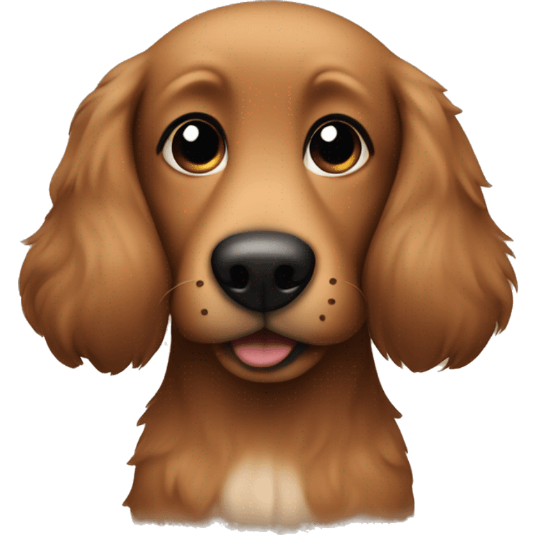 Cute Brown dog  with black long fluffy ears  emoji