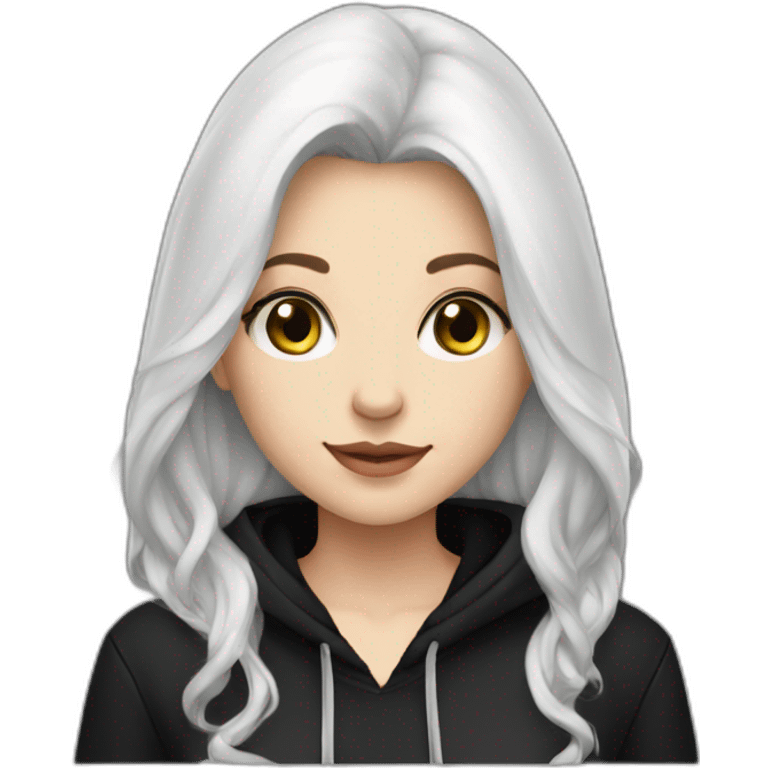 beautiful white girl in black hoodie emoji