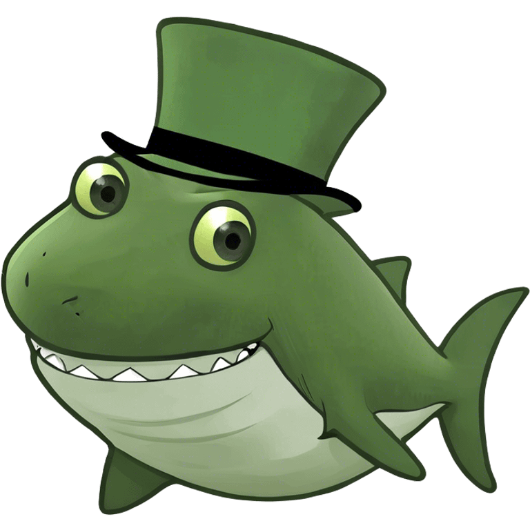 Shark with a top hat emoji