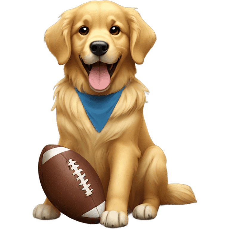 Golden retriever playing football emoji