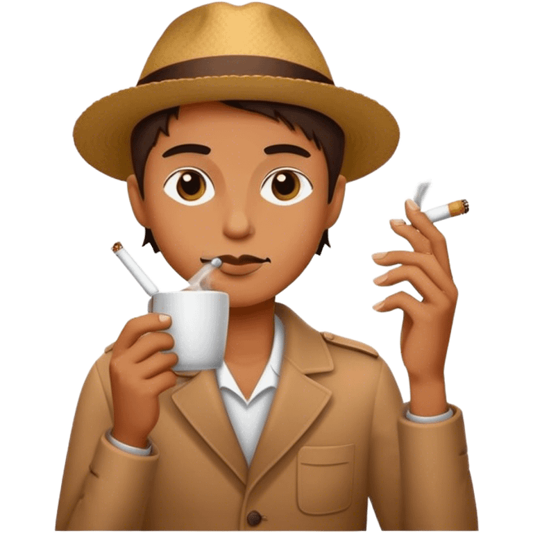 smoking a cigarette drinking coffee emoji