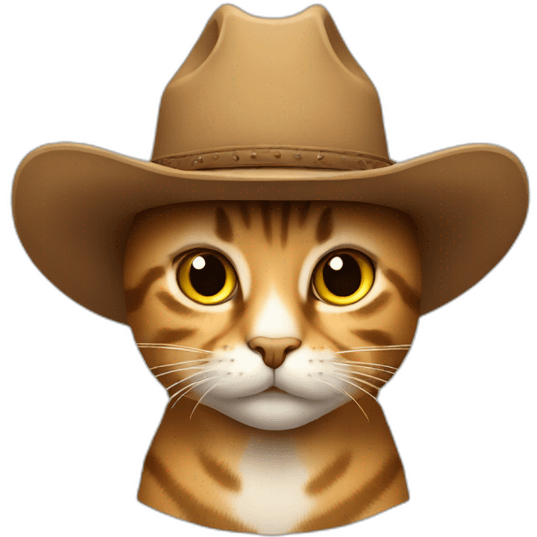 a tabby cat with a cowboy hat emoji