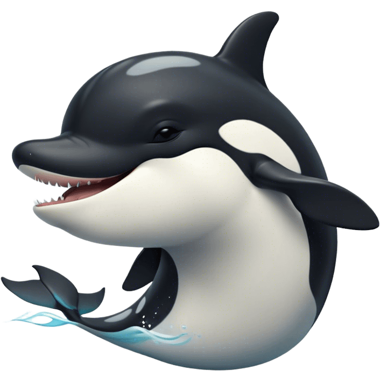 Cinematic Cute Yawning orca Portrait Emoji, Head tilted slightly with a dramatic, wide-open yawn, showcasing a sleek black-and-white body with gently relaxed fins and sleepy, half-closed eyes, Simplified yet irresistibly adorable features, highly detailed, glowing with a soft, cozy marine glow, high shine, relaxed yet expressive, stylized with a dash of whimsical deep-sea charm, soft glowing outline, capturing the essence of a drowsy yet affectionate orca that appears ready to stretch out in the waves for a nap! emoji