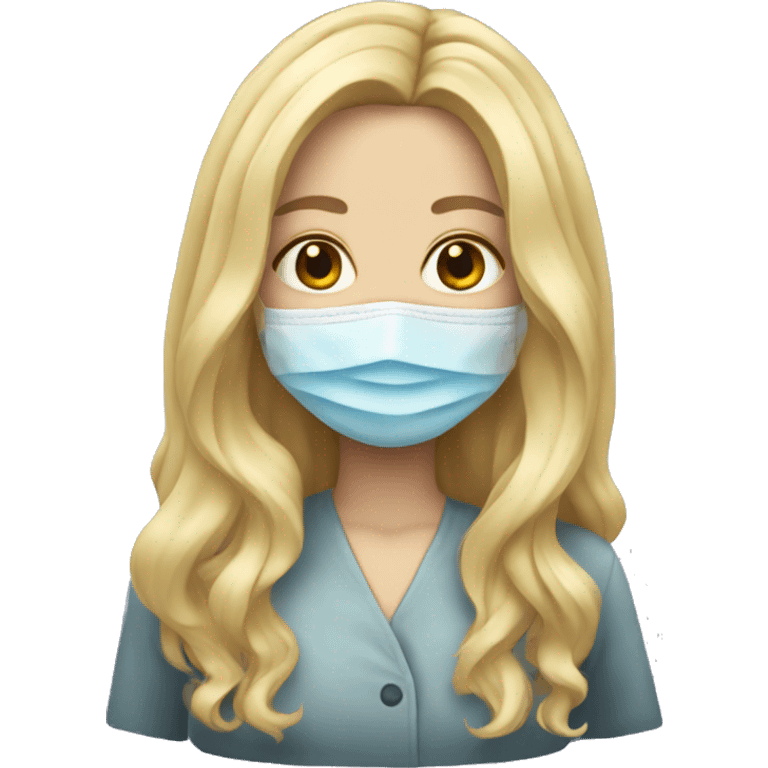 Long blonde hair embalmer girl wearing mask emoji