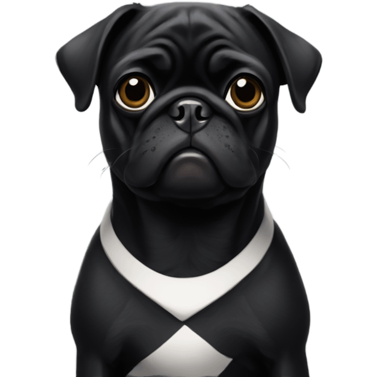 Black pug with white stripe on chest emoji