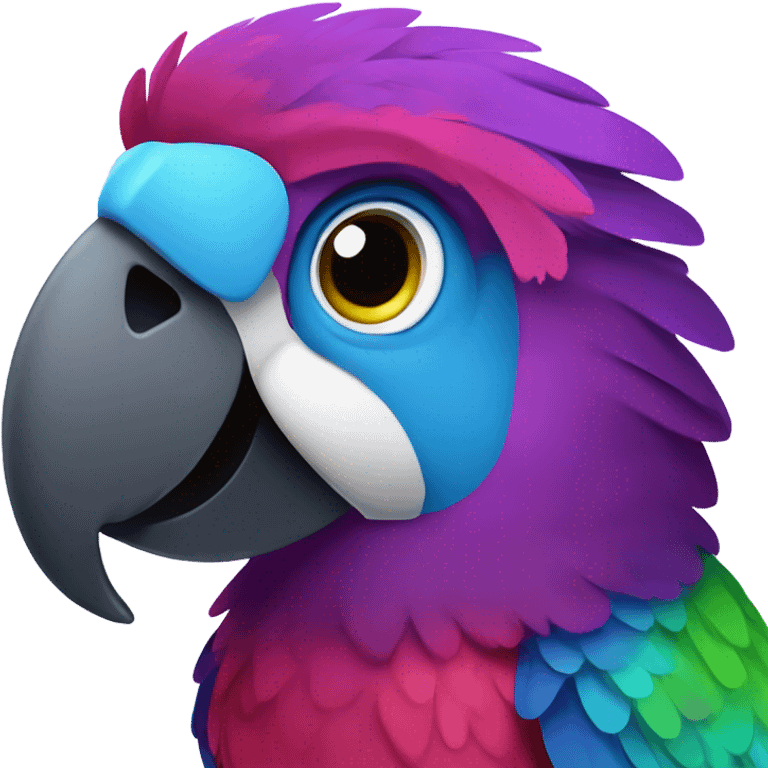 Smiling loving violet parrot emoji