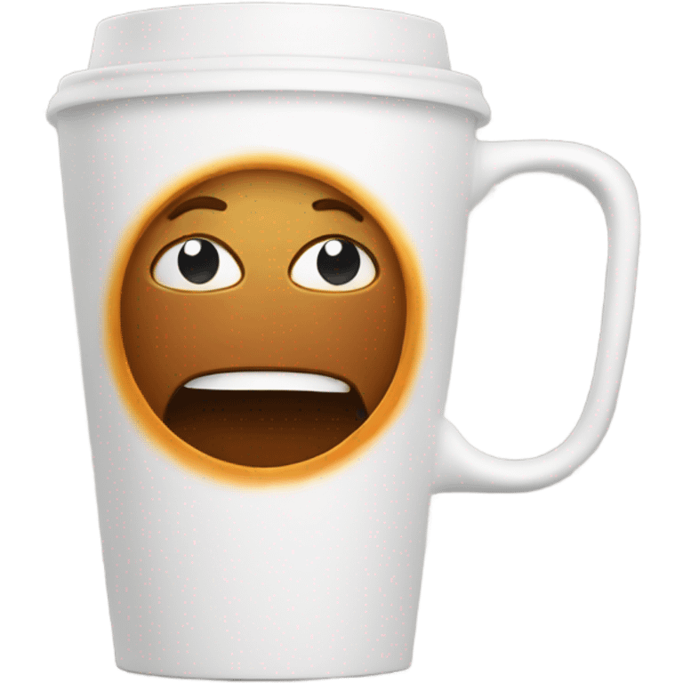 Coffee cup exercising with energy emoji