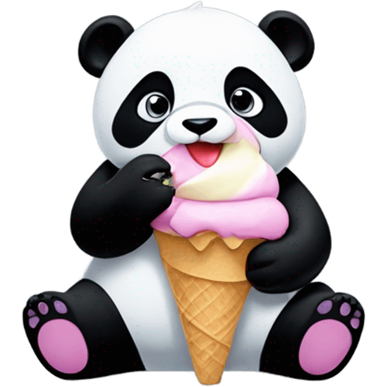 Panda eating ice cream emoji