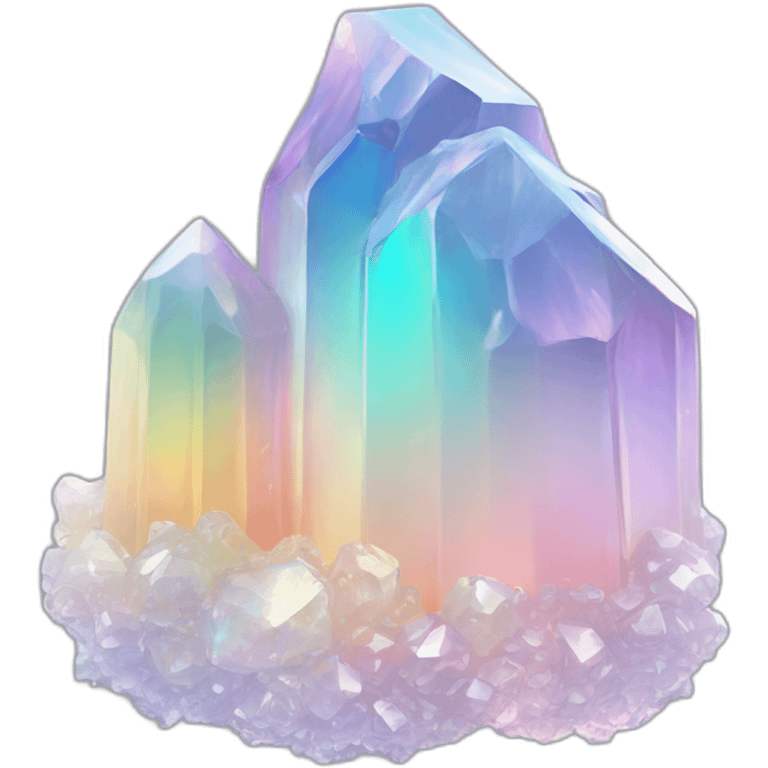 glossy Pastel whitish iridescent glass rainbow crystal cluster emoji