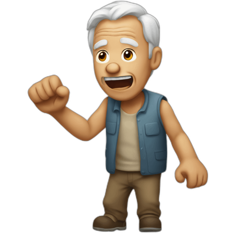 old man yelling with his arm up emoji