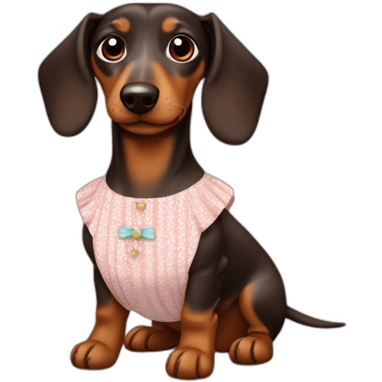 Cute Lady brown Dachshund with chilean dress emoji