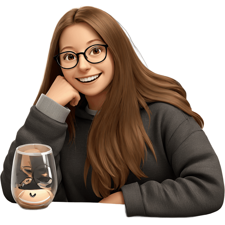 smiling girl with glasses indoors emoji