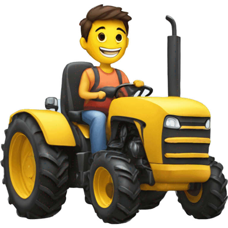 happy person driving giant tractor emoji