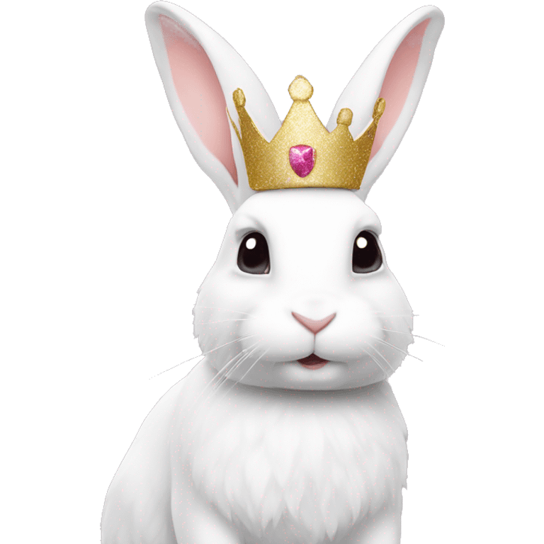 White rabbit with a glitter crown  emoji