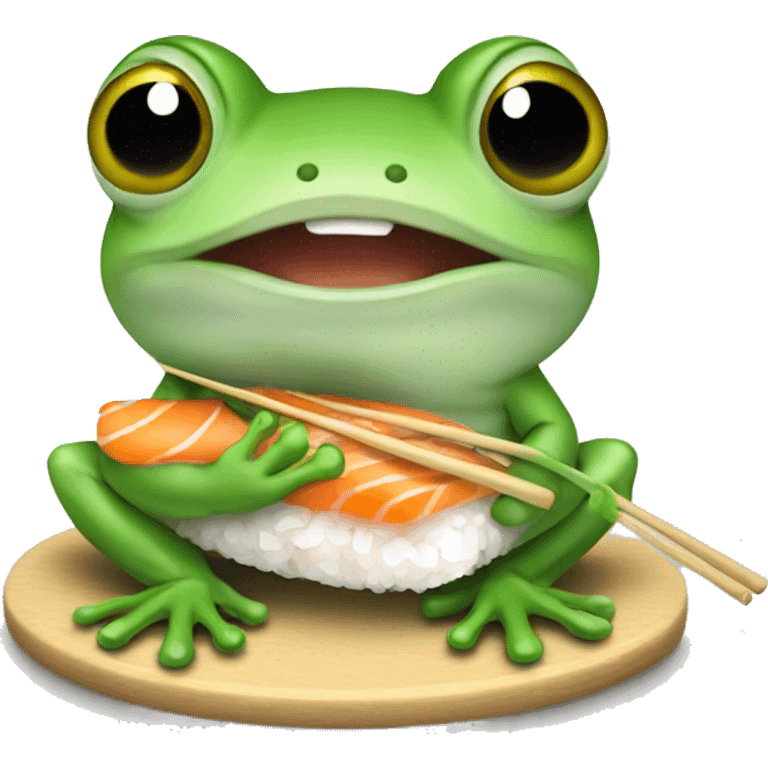 Cute Baby frog eating sushi emoji