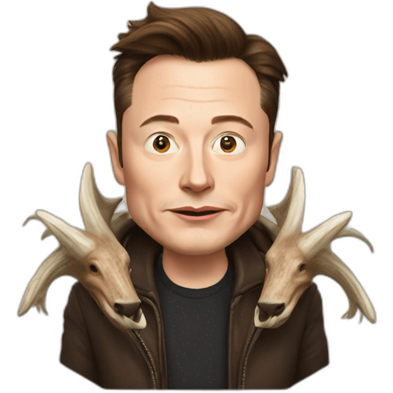 elon musk with wild boar tusks emoji