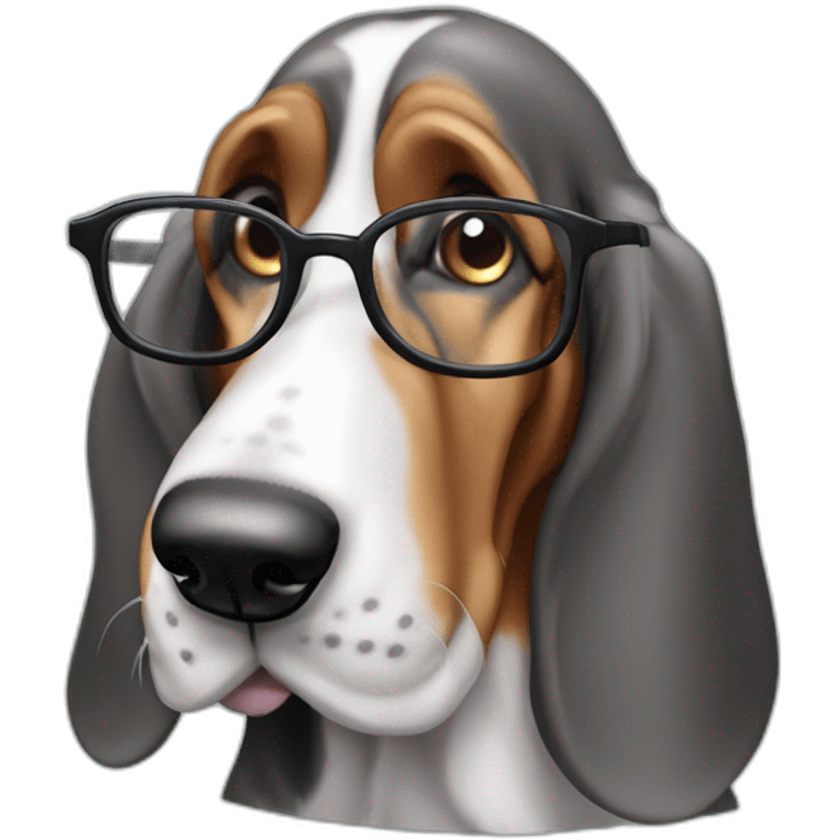 Dog Gray basset hound, Gray Eyes with Glasses emoji