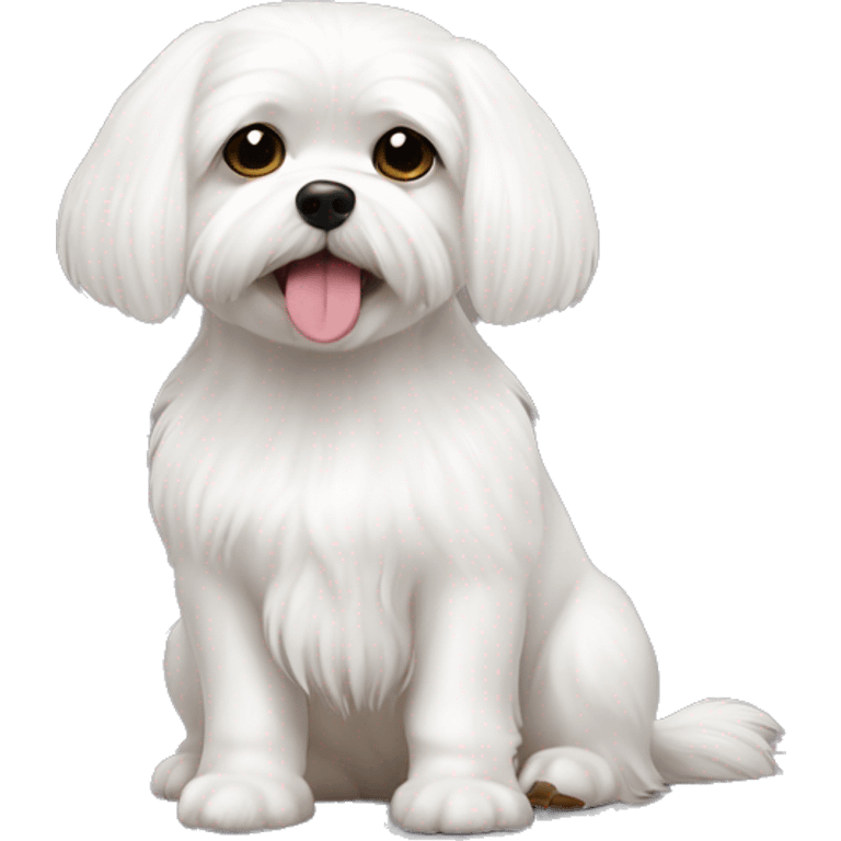 Maltese white dog cute no collar sitting down emoji