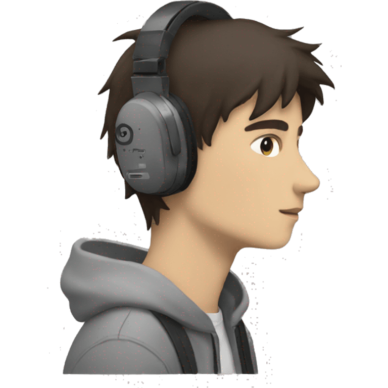 Boy Wolf headphones minimalist emoji