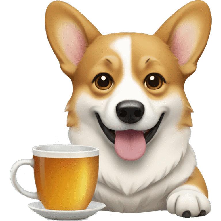 Corgi drinking tea emoji