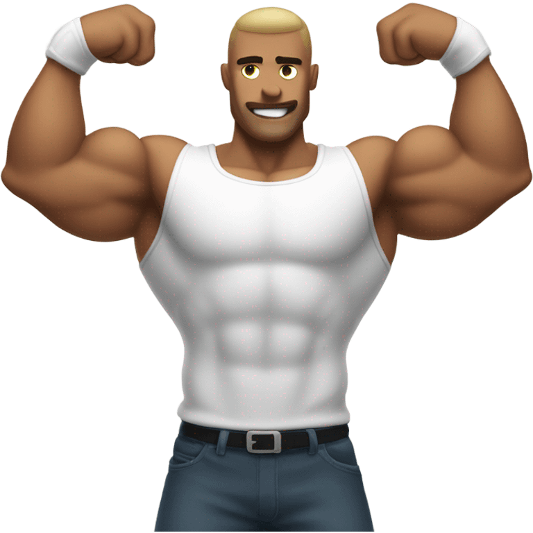 white muscle  man figure flexing emoji