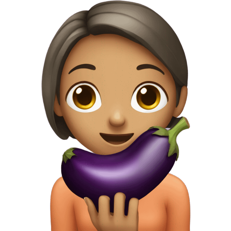 Girl eating an eggplant  emoji