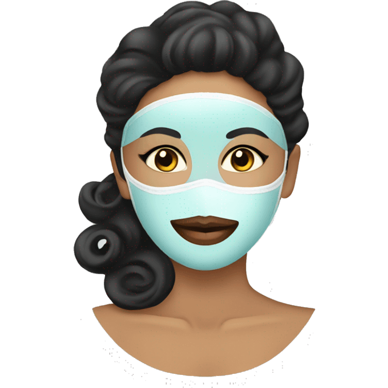 Lady with face mask spa beauty full face relaxing black emoji