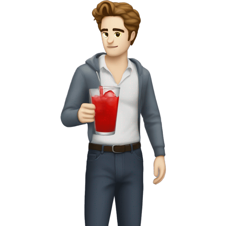 Edward Cullen drinking red drink emoji