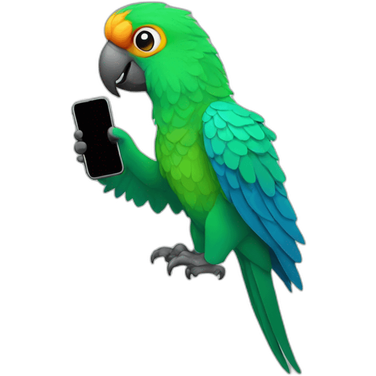 Parrot with phone in hand emoji