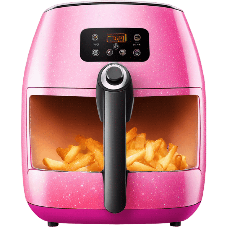 Pink ombre air fryer with glitter emoji