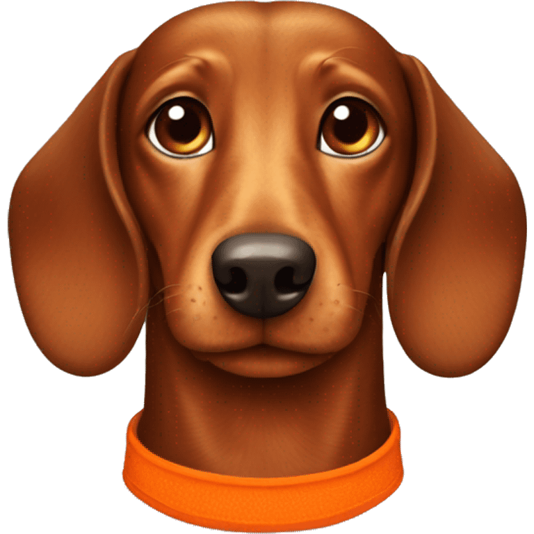 a brown dachshund with a orange collar emoji