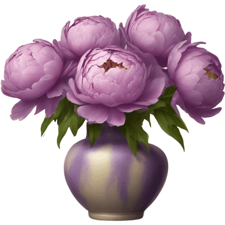 purple  peonies in a biege vase emoji