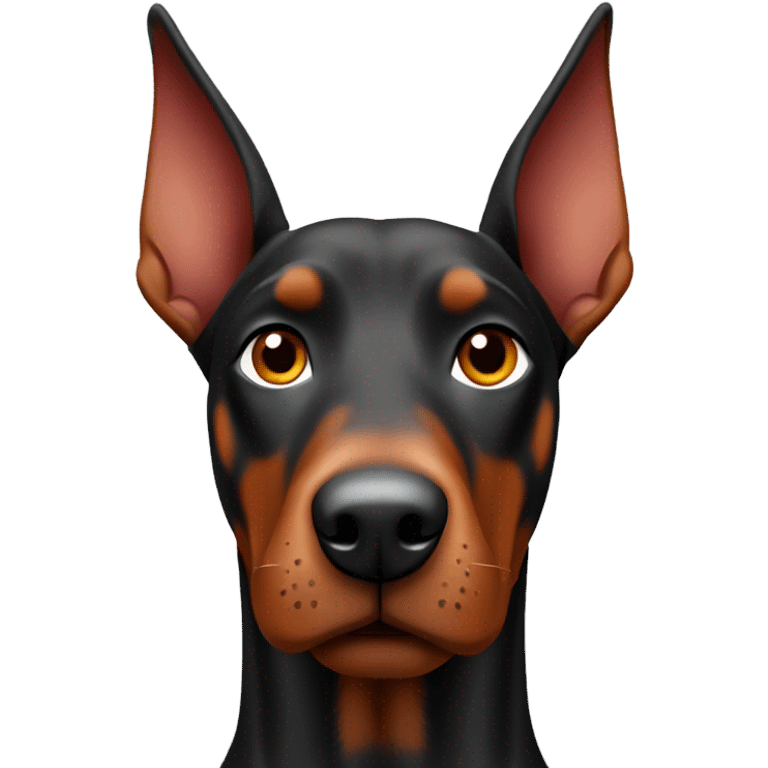 Red Doberman without cropped ears face facing front happy eyes emoji