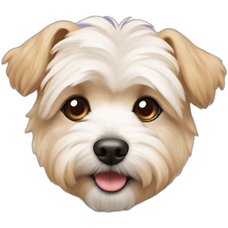 white maltipoo / yorkshire terrier mix with light brown ear emoji