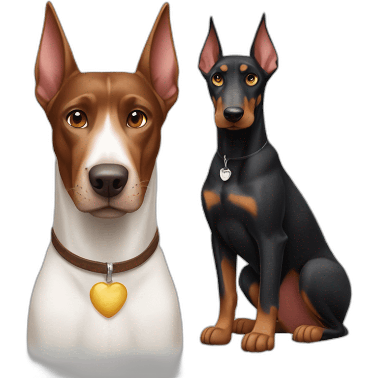 Doberman and white cat emoji