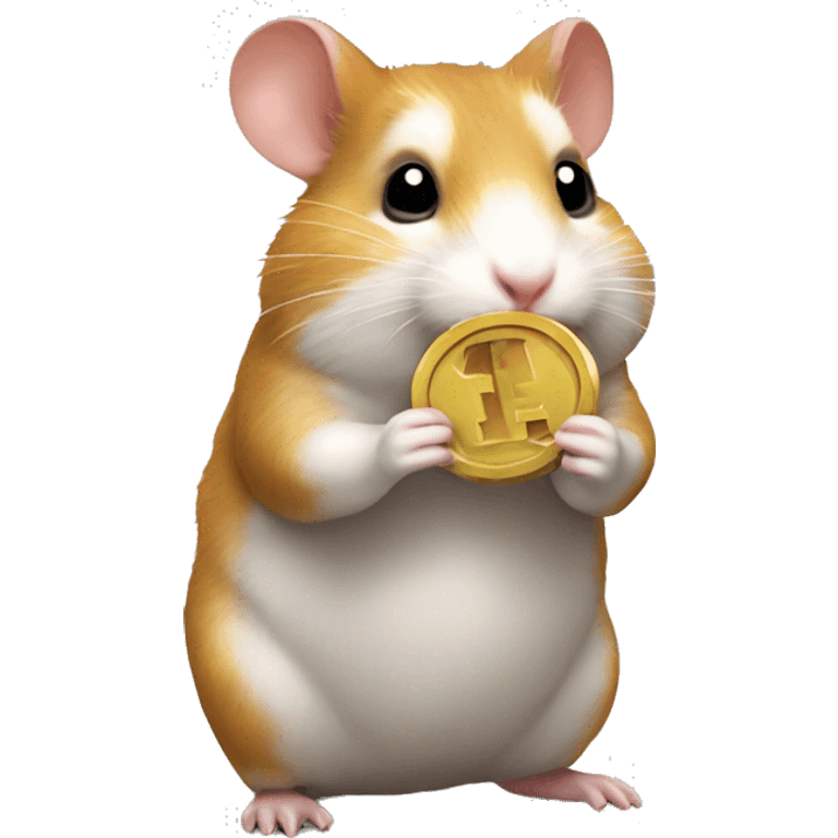 a rabidly hungry hamster holding a token emoji