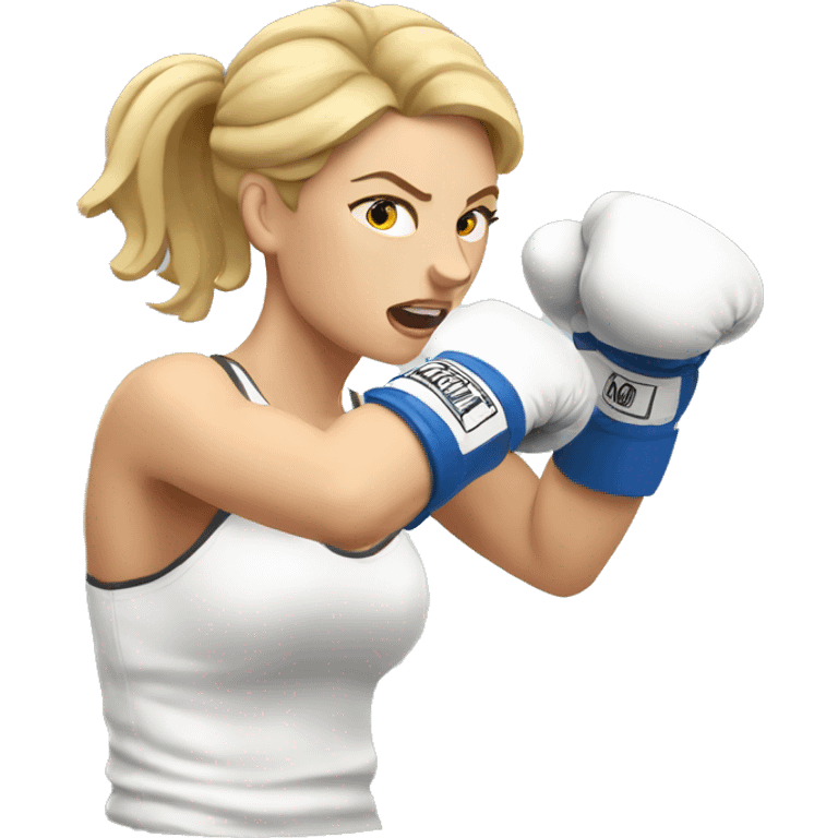 White woman boxer throwing a punch emoji