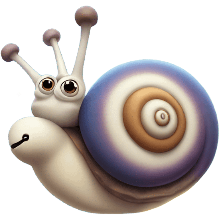 A quirky snail with a rocket booster on its shell, leaving a trail of stardust as it zooms forward. emoji