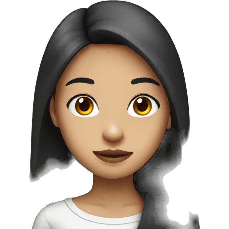 Girl with long dark hair and scoop neck long sleeve shirt emoji