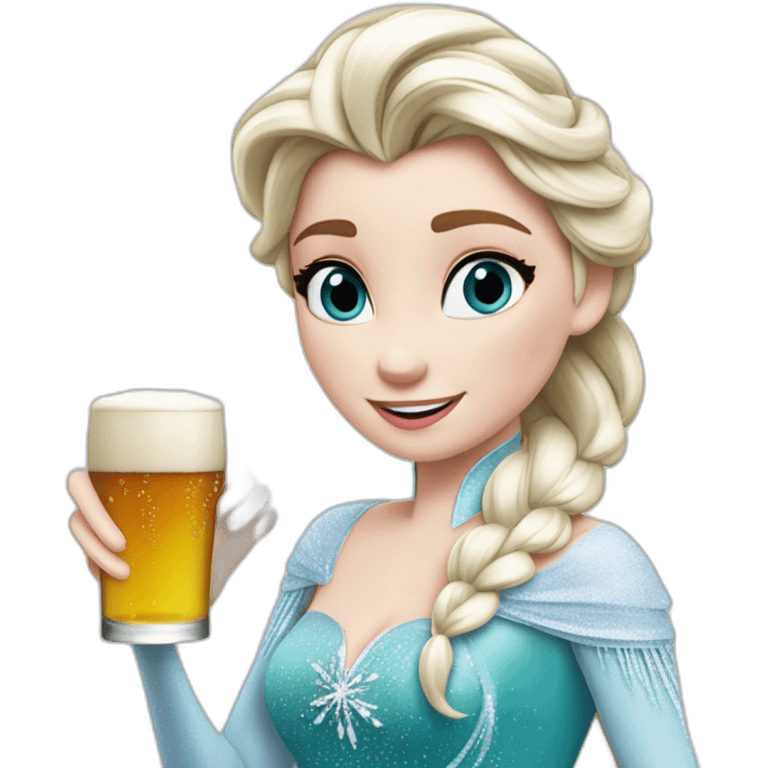 Elsa la reine des neiges qui boit une bière emoji