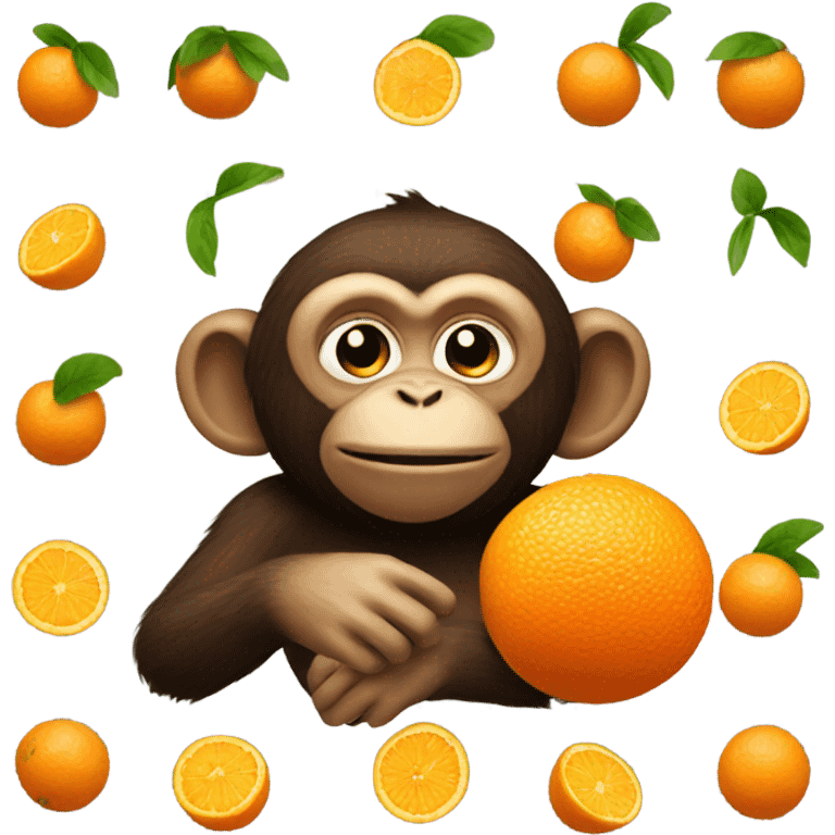 monkey eating an orange emoji