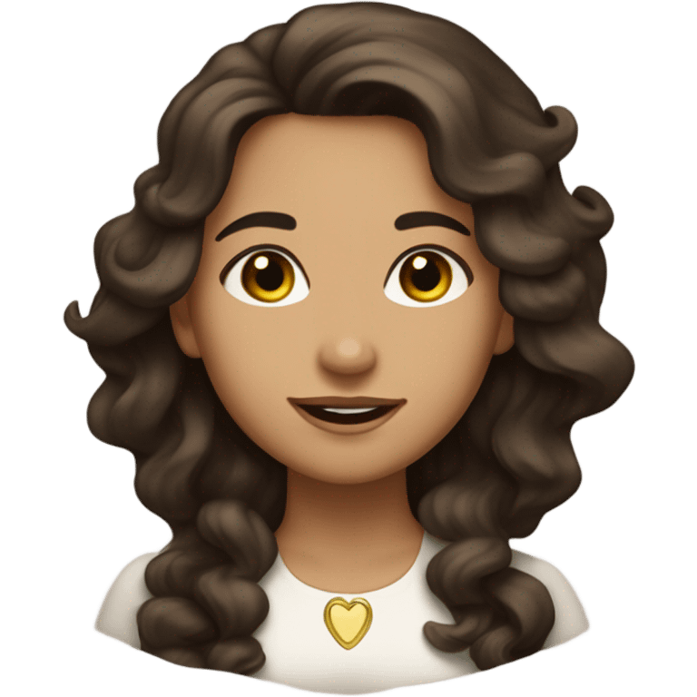 tan girl with long wavy dark brown hair and brown eyes coquette emoji