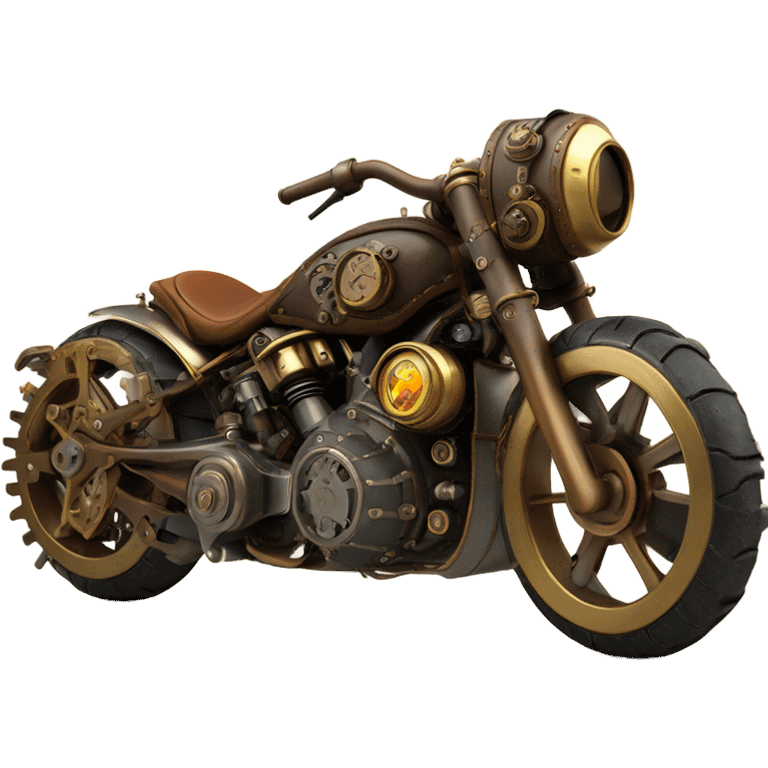 steampunk motorbike  frontal and back view emoji