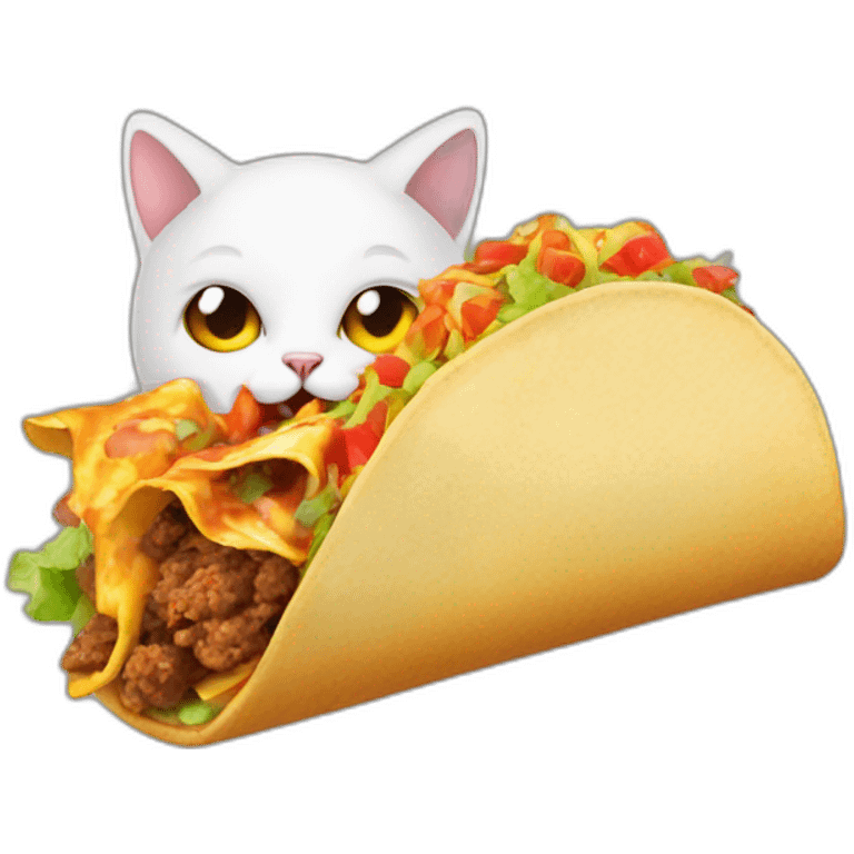 Cat eating tacos in fire emoji