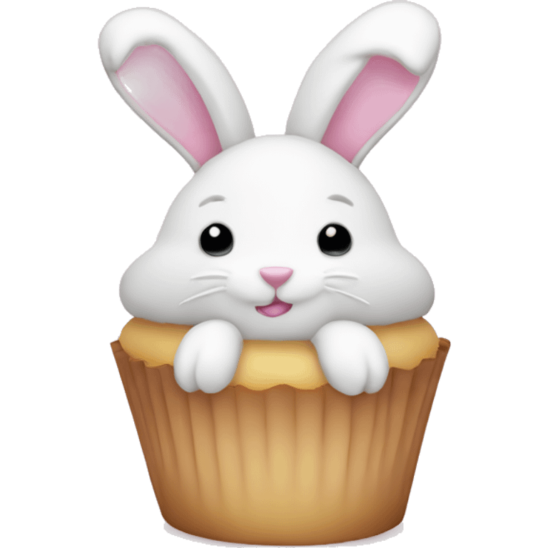 Easter white light pink cupcake bunny  emoji